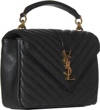 Saint Laurent Womens Shoulder Bag Medium College Quilted Leather Black