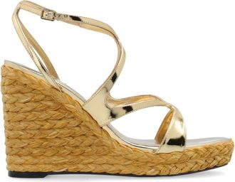Jimmy Choo London Wig sandalen Ayla 110 - Dames - Sleehakken - Geel - 38 1/2 EU - Leer - Schoenen