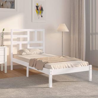 vidaXL Estructura De Cama Sin Colch&oacute;n Madera Maciza Blanco 75x190 Cm Vidaxl