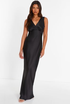 Quiz Womens Satin Wrap Front Maxi Dress