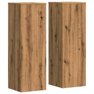 Berkfield Home Plant Stands 2 pcs Artisian Oak 33x33x100 cm Engineered Wood in Brown | Size: 33 x 33 x 100 cm