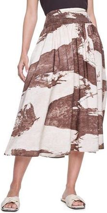 DKNY Smock Waist Pleated Skirt in Coconut Brushstroke at Nordstrom Rack, Size X-Small