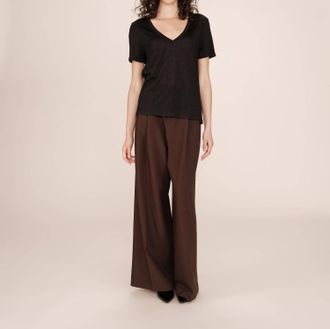 Grace & Mila Stardust Lurex V-Neck T-Shirt In Black
