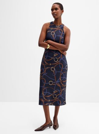 Lauren Ralph Lauren Womens Belt-pattern satiny dress