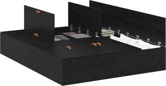 vidaXL Cama con almacenamiento Roble Negro 140 x 200 cm vidaXL