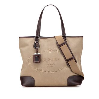 Prada Canvas Logo Tote