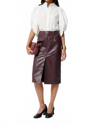 Vanessa Bruno Felindra Leather Skirt In Burgundy
