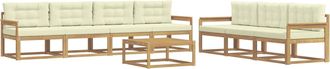 vidaXL Conjunto De Sof&aacute;s De Exterior 7 Uds. Blanco Y Crema Vidaxl
