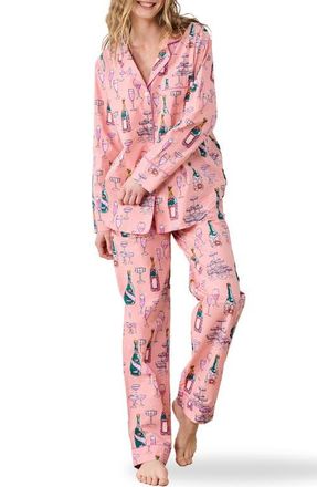 Printfresh Long Sleeve Organic Cotton Pajamas Set in Peach Fizz at Nordstrom, Size X-Small