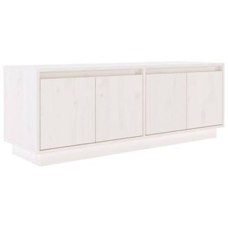 Berkfield Home TV Cabinet White 110x34x40 cm Solid Wood Pine | Size: 110 x 34 x 40 cm