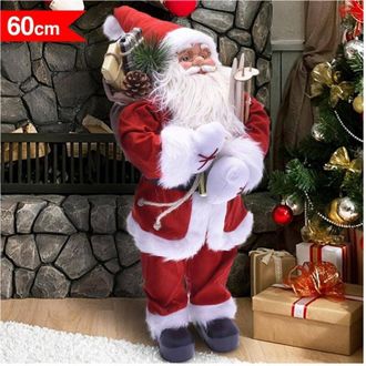 Trade Shop Trade Shop - Babbo Natale Classico 60cm In Plastica Vestiti In Tessuto Decorazione Natalizia