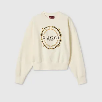 Gucci Cotton Jersey Sweatshirt With Print, White, Ready-to-wear