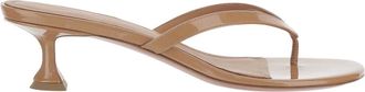 Amina Muaddi Heeled Mules, female, Beige, Size: 8 1/2 US Juliette Thong 45 Leather Sandals
