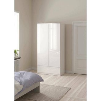 Dmora Armario 2 Puertas Kab, Muebles De Dormitorio, Vestidor, Armario De Ropa, 99x50 H201 Cm, Blanco Brillante - Dmora
