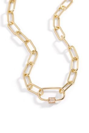 Mint & Lily Link Chain Necklace with Pave Carabiner Clasp in Gold-Tone at Nordstrom