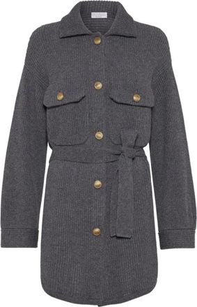 Brunello Cucinelli Grijze Sweaters voor Stijlvolle Look - Dames - Vesten - Grijs - M - Truien & Vesten