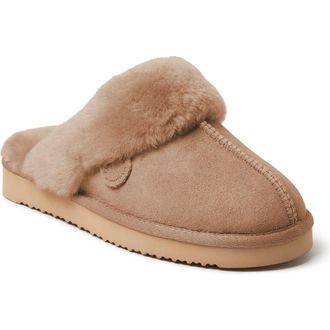 Dearfoams Fireside Sydney Genuine Shearling Scuff Slipper in Driftwood at Nordstrom, Size 10.5