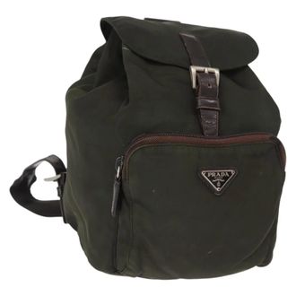 Prada Front Pocket Tessuto Khaki Nylon Backpack Bag (Pre-Owned)