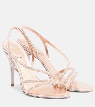 Rene Caovilla Erin embellished satin slingback sandals