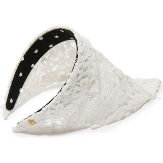 Lele Sadoughi Jackie Floral Lace Handkerchief Headband in Ivory 100 at Nordstrom