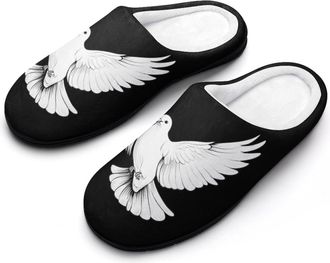 Generic Minimalism Doves Slippers Men Winter Warm Cotton Anti-Slip Indoor Slip-Ons House Shoes