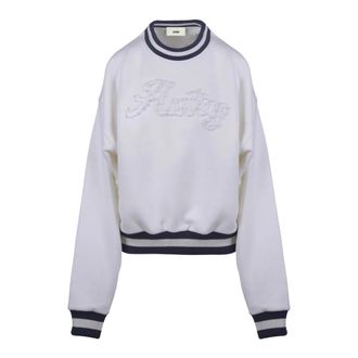 Autry Sweatshirts, female, Beige, Size: XS Beaded Cotton Sweatshirt