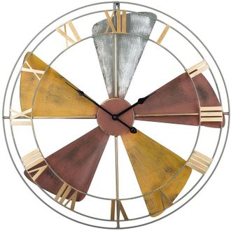 Beliani Beliani - Reloj De Pared Multicolor Con Marco De Hierro Envejecido Dise&ntilde;o De Abanico N&uacute;meros Romanos Redondo 60 Cm Wikon