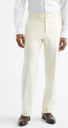 Zanella Devon Super 110s Serge Trousers in Cream at Nordstrom, Size 36