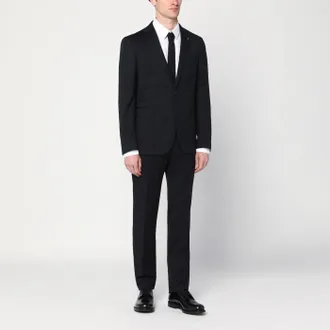Tagliatore Black Single Breasted Wool Suit
