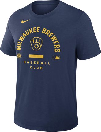 Nike Milwaukee Brewers Authentic Collection Early Work Nike Mens Dri-FIT MLB T-Shirt in Blue | 034J44BMZB-HXK