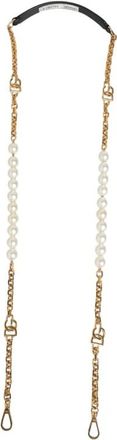 Dolce & Gabbana Leren Schouderband met Gouden Ketting - Dames - Riemen - Zwart - ONE Size - Leer - Accessoires