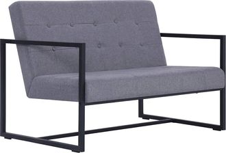 vidaXL Sof&aacute; De 2 Plazas Con Reposabrazos Acero Y Tela Gris Claro Vidaxl