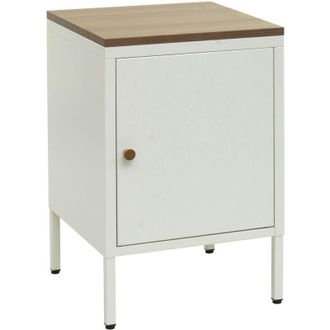 Hhg Comodino armadietto HHG 923 metallo mdf 63x40x40cm bianco