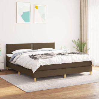 vidaXL Vidaxl - Cama Box Spring Con Colch&oacute;n Tela Marr&oacute;n Oscuro 160x200 Cm