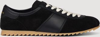 Sandro Leather and suede low-top trainers