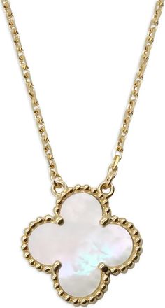 Van Cleef & Arpels 18kt geelgouden Alhambra halsketting met parelmoer - Wit