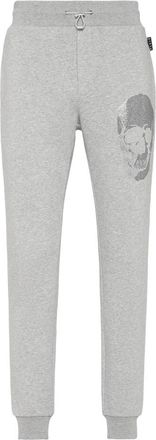 Philipp Plein Jogging Broeken Skull Strass - Heren - Sweatpants - Grijs - 3XL - Katoen - Broeken