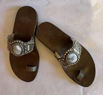 Calleen Cordero Women Reina Sandal In Taupe Leather