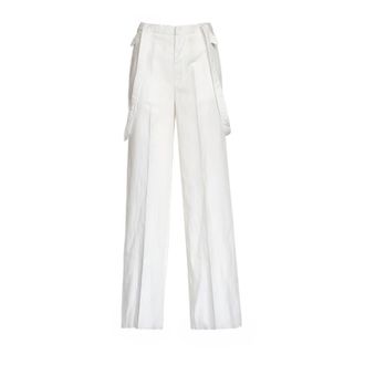 Dondup Wide Trousers, female, White, Size: XS Wide Trousers with Removable Braces