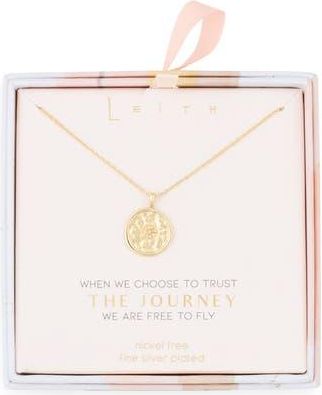 Leith Compass Disc Pendant Necklace in Gold at Nordstrom Rack