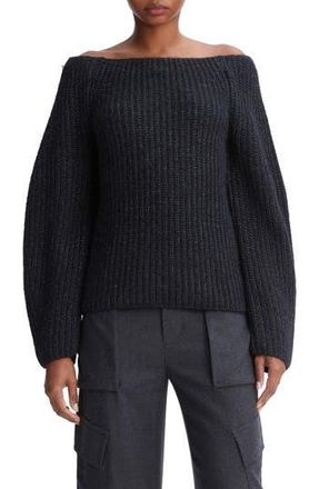 Vince Marled Off the Shoulder Merino Wool Sweater in Heather Charcoal at Nordstrom Rack, Size Small