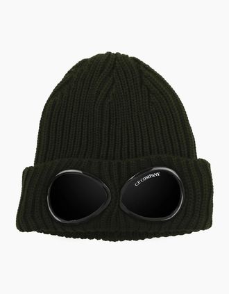 C.P. Company Mens Cp Company Extra Fine Merino Wool Goggle Beanie Ivy Green 683 - Black - Size: OS