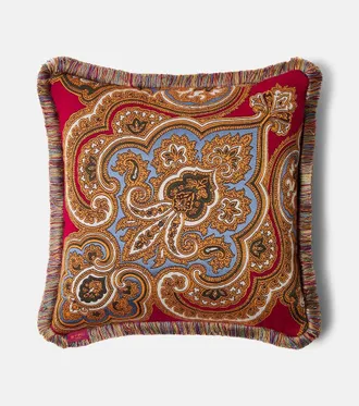 Etro Kash fringed paisley jacquard cushion