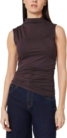 Habitual Sleeveless Gathered Top In Chocolate