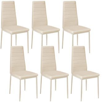 TecTake Dining Chairs Thomas Set Of 6 - Beige | Size: 6 Pack
