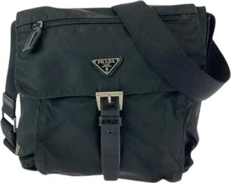 Prada Pre-owned Cross Body Bags, female, Black, Size: ONE SIZE Pre-owned Nylon Cross Body Bag
