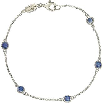Suzy Levian Sterling Silver Blue Sapphire 5-Stone Station Bracelet at Nordstrom Rack