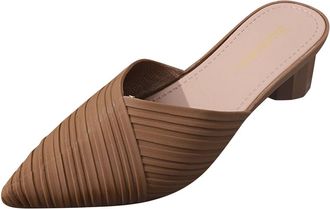 Generic Womens Mules Heels UK Pointed Toe Low Heel Backless Dress Pumps Court Shoes for Party Wedding Dress Slip On Sandals