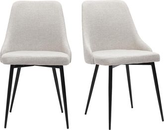 Miliboo Set De 2 Sillas De Dise&ntilde;o Efecto Aterciopelado Color Natural Y Metal Negro Cult