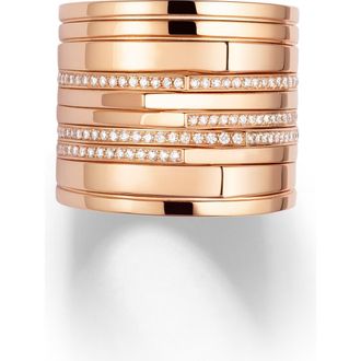 Repossi Antifer 10-Row 18K Rose Gold & Diamond Ring at Nordstrom, Size 7.25
